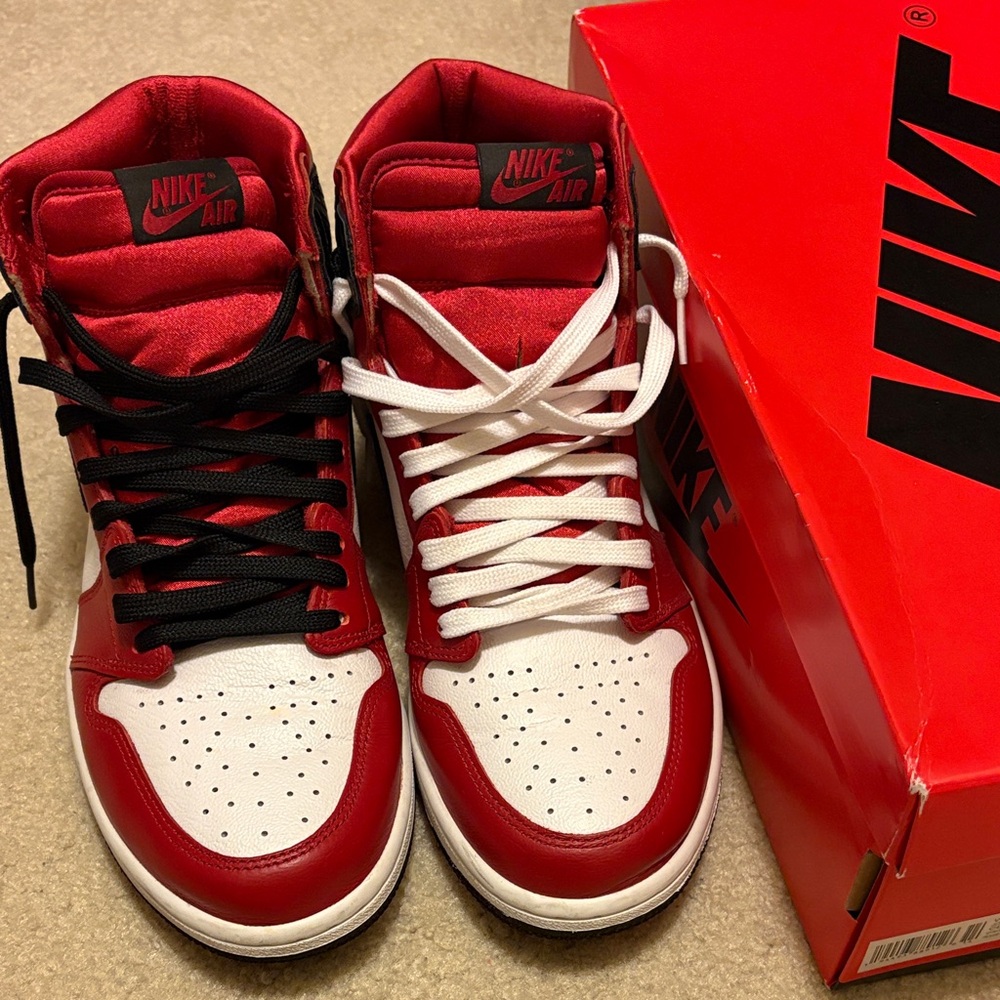 Nike Air Jordan 1 Women’s High Red and White Sneakers Size 10